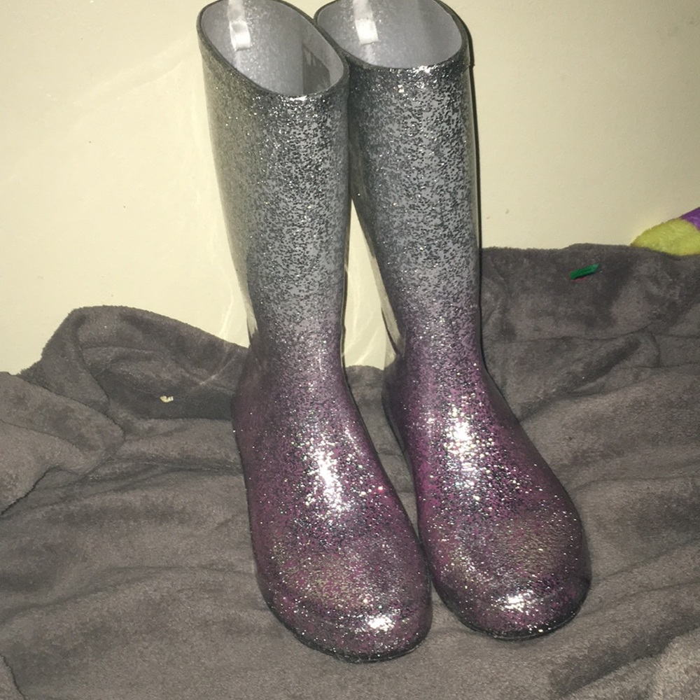 Glitter rain boots